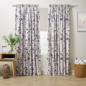 Madeline Sapphire - Readymade Lined Pencil Pleat Curtain