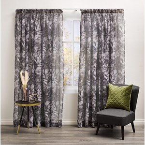 Harlow Charcoal - Readymade Sheer Pencil Pleat Curtain