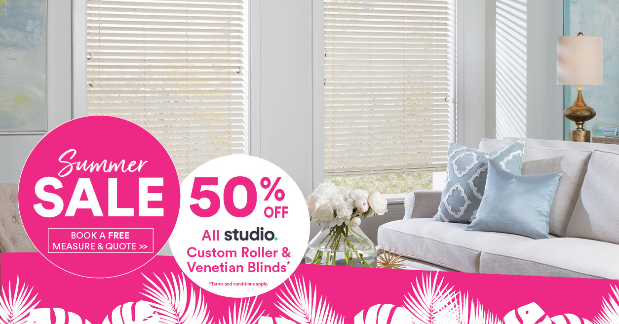 50% Off All Studio Custom Roller and Venetian Blinds*