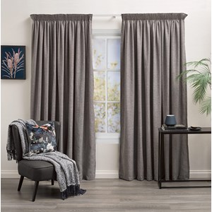 Aspen Slate - Readymade Lined Pencil Pleat Curtain