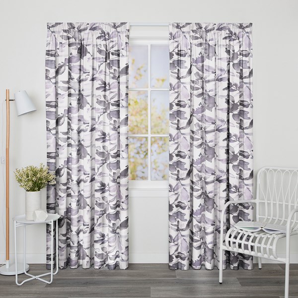 Dahlia Lilac - Readymade Blockout Pencil Pleat Curtain