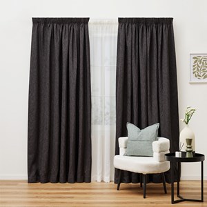 Franklin Charcoal - Readymade Triple-Weave Pencil Pleat Curtain