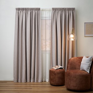Franklin Taupe - Readymade Triple-Weave Pencil Pleat Curtain