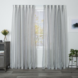 Mykonos Ash - Readymade Sheer Pencil Pleat Curtain