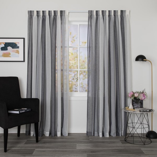 Mykonos Storm - Readymade Sheer Pencil Pleat Curtain